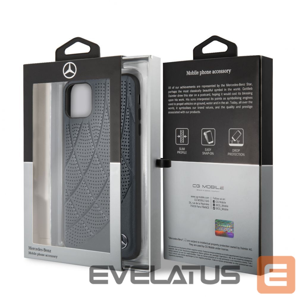 Back panel cover Mercedes-Benz Apple iPhone 11 Pro Max Quilted Genuine Leather Blue