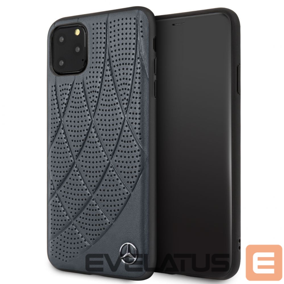 Back panel cover Mercedes-Benz Apple iPhone 11 Pro Max Quilted Genuine Leather Blue