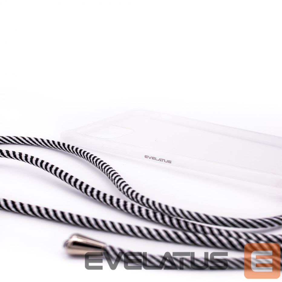 Back panel cover Evelatus Samsung A10s Case with rope Black Stripes Transparent