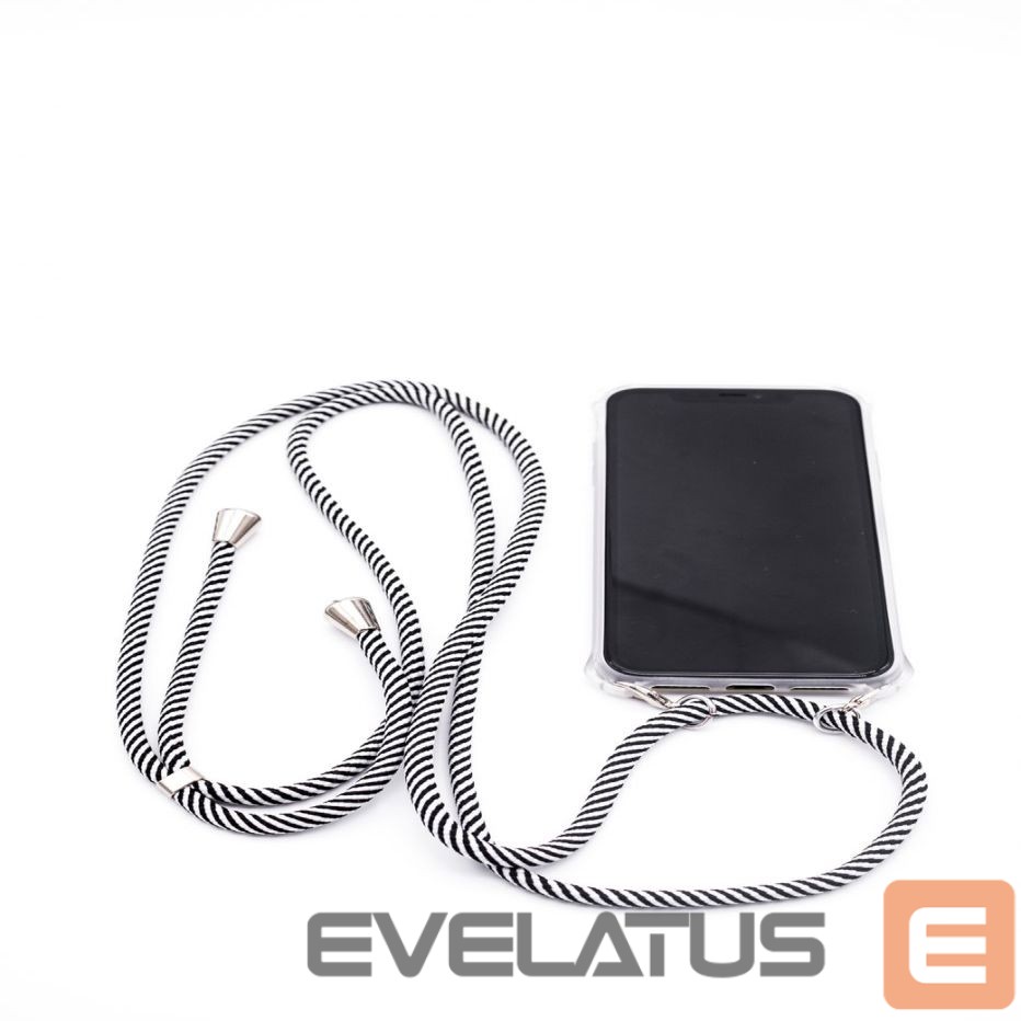 Back panel cover Evelatus Samsung A10s Case with rope Black Stripes Transparent