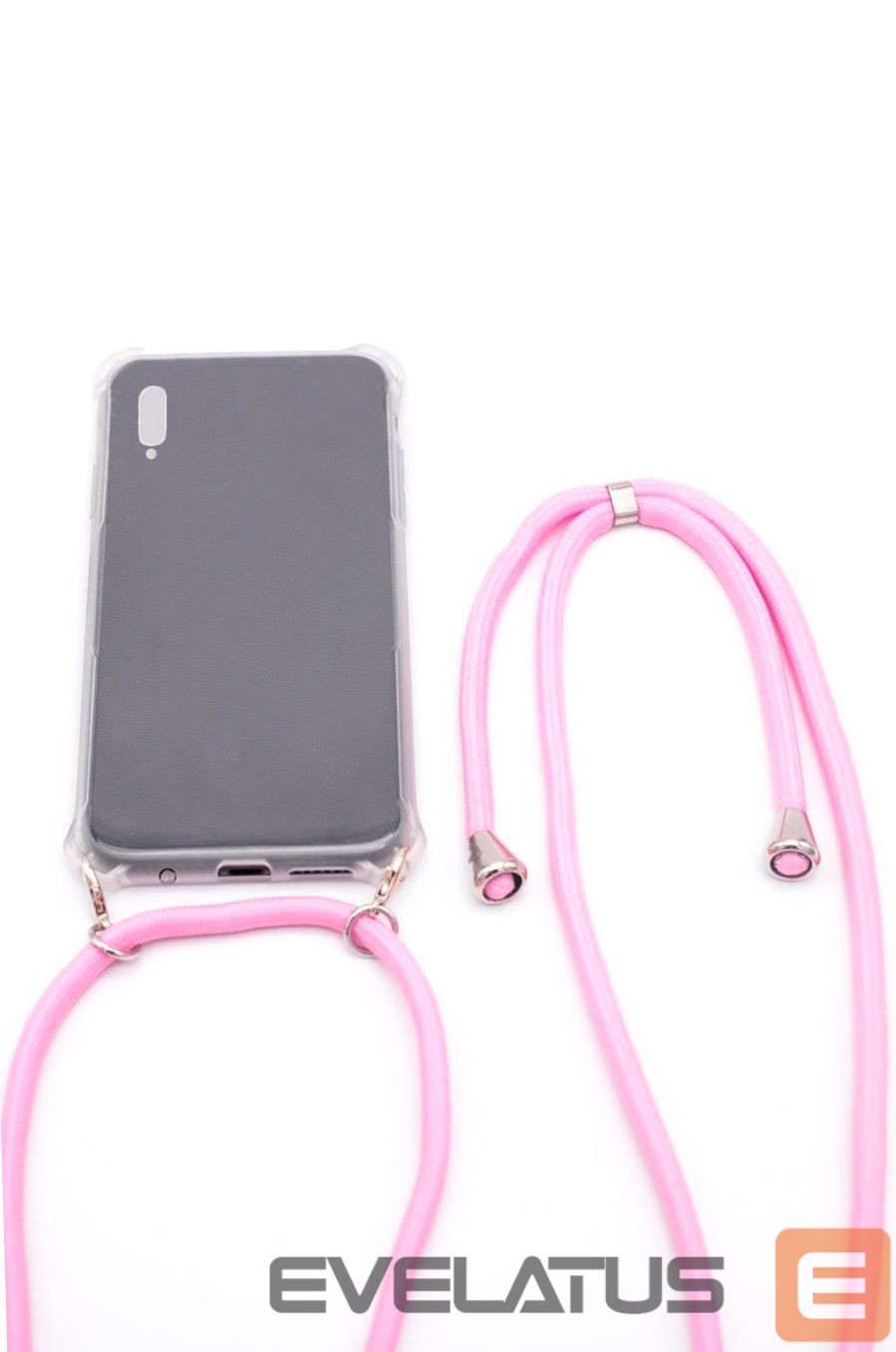 Back panel cover Evelatus Samsung A40 Case with rope Pink Transparent