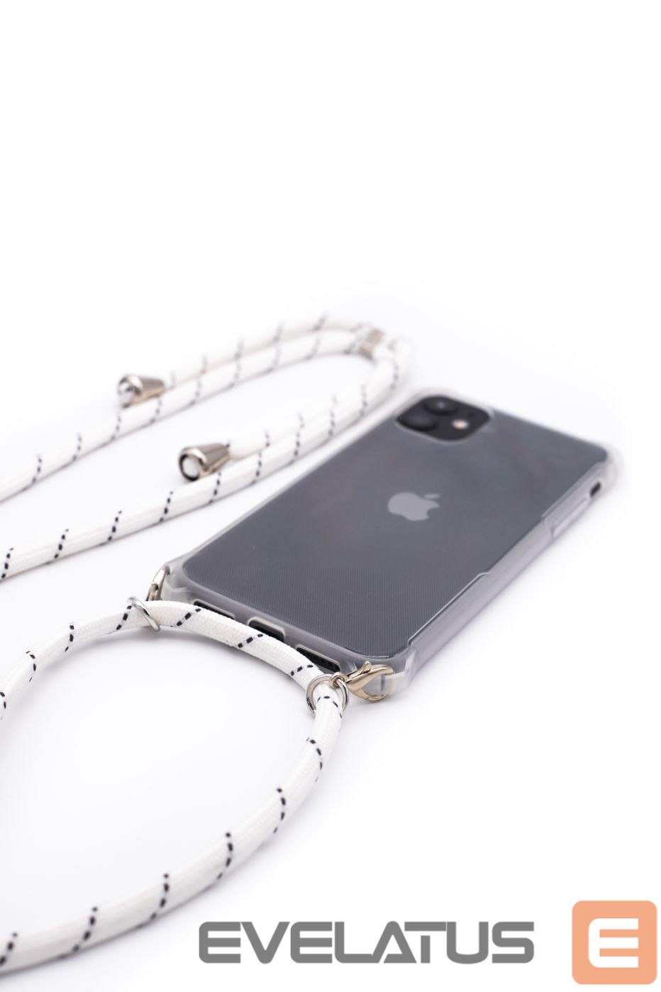 Back panel cover Evelatus Samsung A40 Case with rope White Stripes Transparent