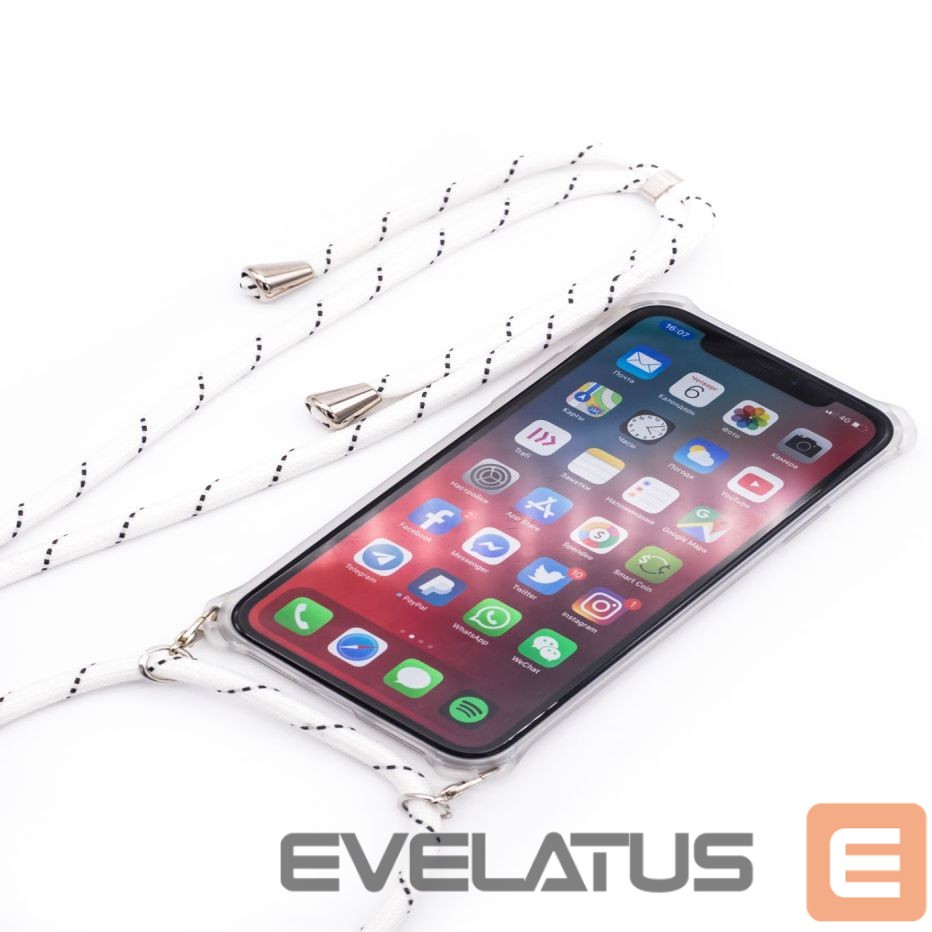 Back panel cover Evelatus Samsung A40 Case with rope White Stripes Transparent