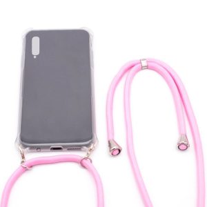 Back panel cover Evelatus Samsung A50 Case with rope Pink Transparent