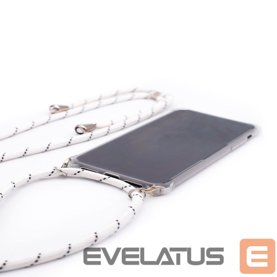 Back panel cover Evelatus Samsung A70 Case with rope White Stripes Transparent