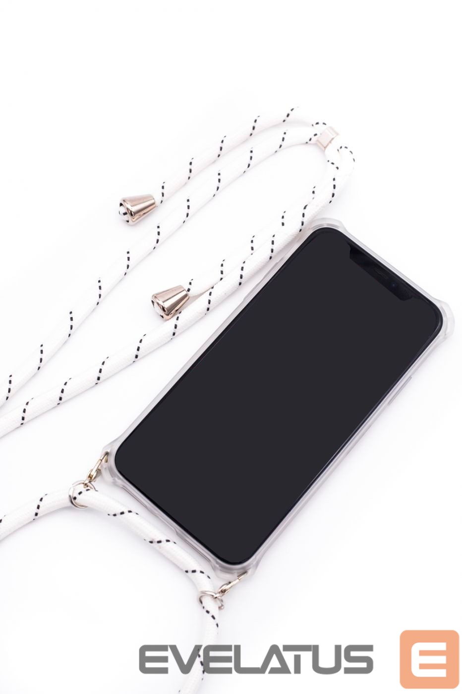 Back panel cover Evelatus Samsung A70 Case with rope White Stripes Transparent