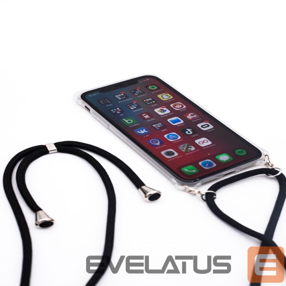 Back panel cover Evelatus Samsung S10 Case with rope Stripes Black Transparent