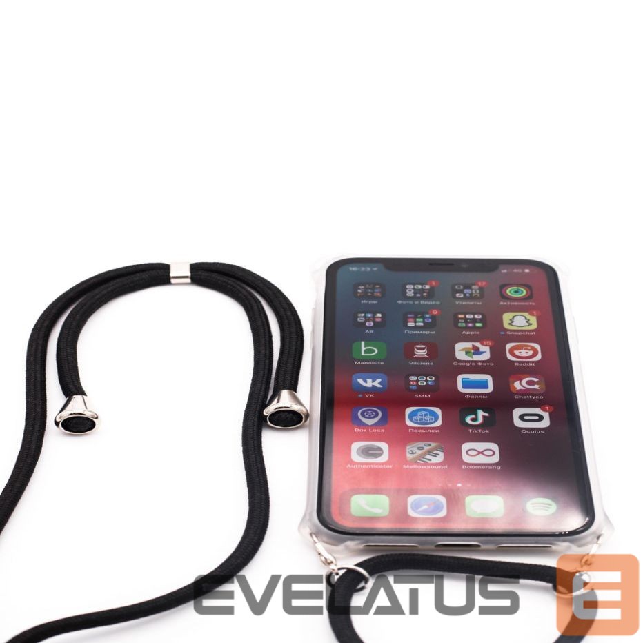 Back panel cover Evelatus Samsung S10 Case with rope Stripes Black Transparent