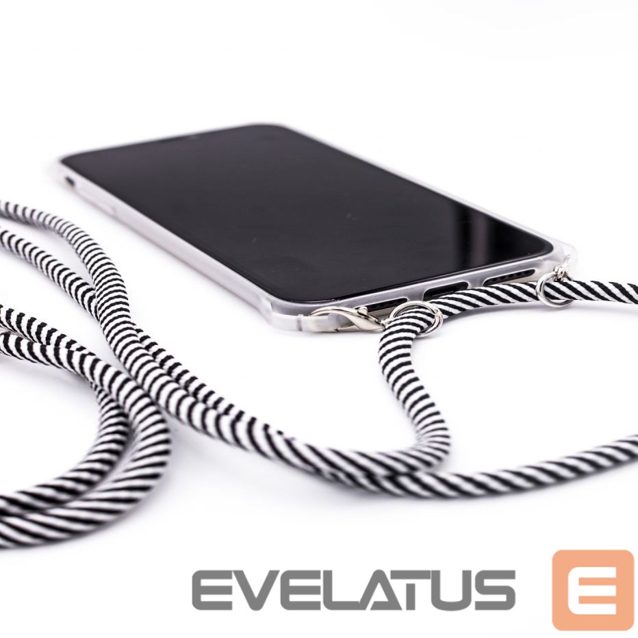 Back panel cover Evelatus Samsung S10 Case with rope Black Stripes Transparent