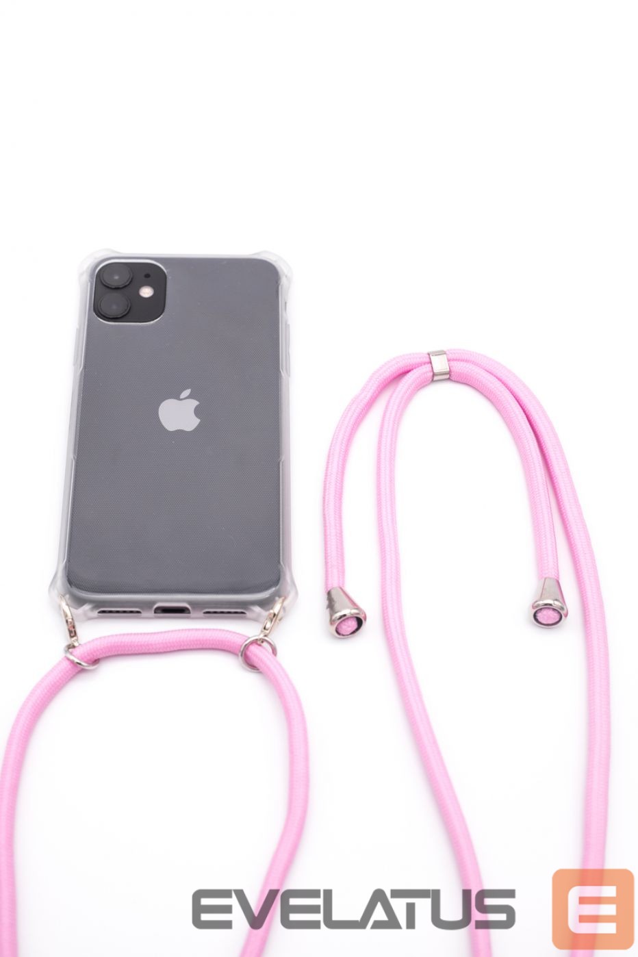 Back panel cover Evelatus Apple iPhone X/XS Case with rope Stripes Pink Transparent