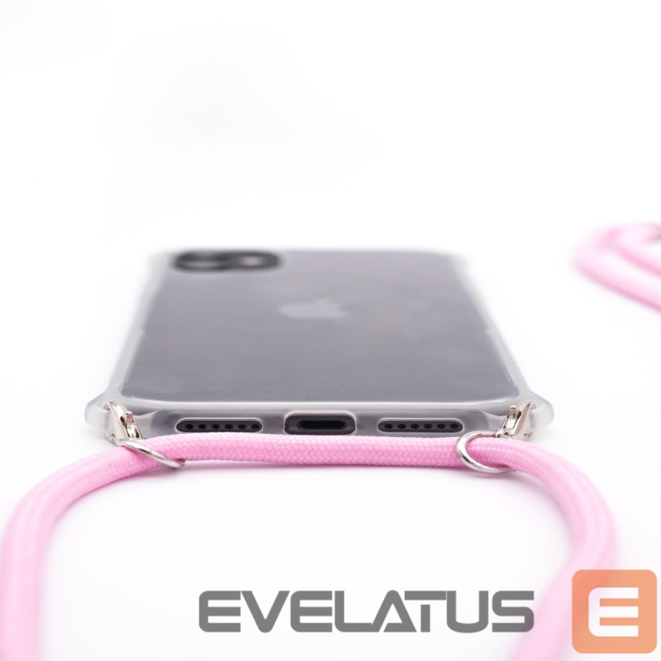 Back panel cover Evelatus Apple iPhone X/XS Case with rope Stripes Pink Transparent