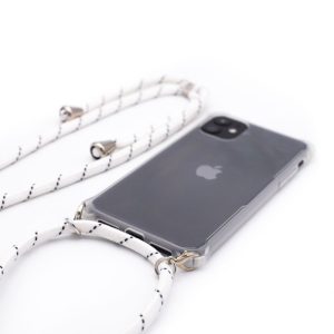 Back panel cover Evelatus Apple iPhone X/XS Case with rope White Stripes Transparent