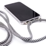 Back panel cover Evelatus Apple iPhone 7/8/SE2020/SE2022 Case with rope Black Stripes Transparent