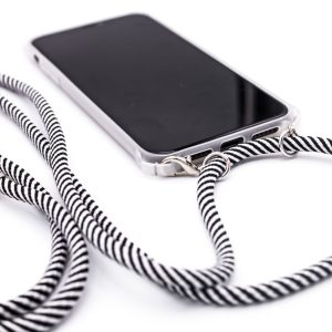 Back panel cover Evelatus Apple iPhone 7/8/SE2020/SE2022 Case with rope Black Stripes Transparent