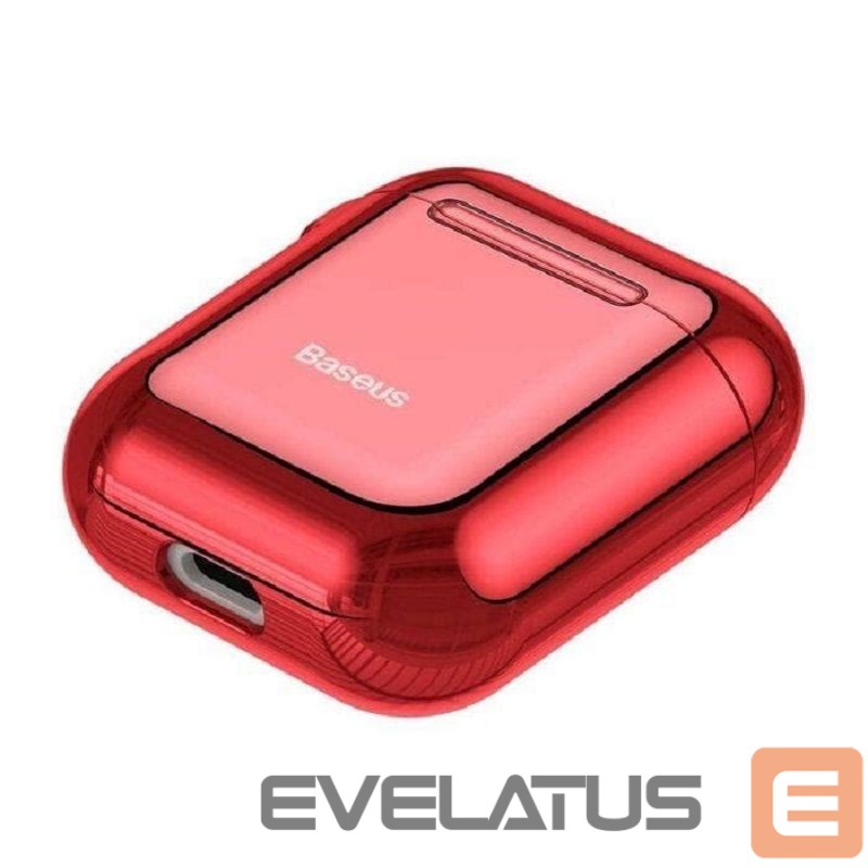 Back panel cover Baseus Metallic Shining Ultra-thin Silicone Protector Case with Hook for Airpods 1 / 2 Red