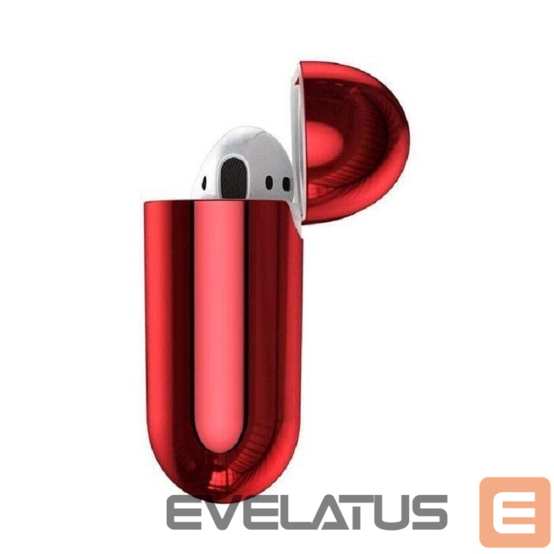Back panel cover Baseus Metallic Shining Ultra-thin Silicone Protector Case with Hook for Airpods 1 / 2 Red