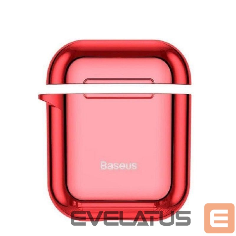 Back panel cover Baseus Metallic Shining Ultra-thin Silicone Protector Case with Hook for Airpods 1 / 2 Red