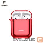 Back panel cover Baseus  Metallic Shining Ultra-thin Silicone Protector Case with Hook for Airpods 1 / 2 Red