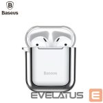 Back panel cover Baseus Apple Metallic Shining Ultra-thin Silicone Protector Case with Hook for Airpods 1 / 2 Silver