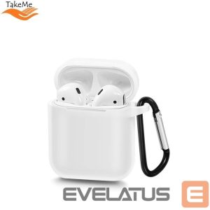 Back panel cover TakeMe Apple Ultra-thin Soft Silicone protective case for AirPods White