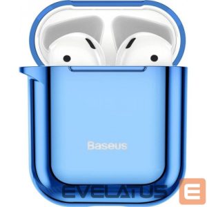 Back panel cover Baseus  Metallic Shining Ultra-thin Silicone Protector Case with Hook for AirPods 1/2 Blue