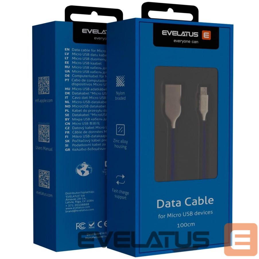 Cable Evelatus - MicroUSB cable EDC04 Blue