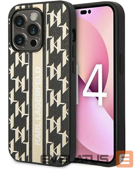 Back panel cover Karl Lagerfeld Apple iPhone 14 Pro Max 6.7 Monogram Stripe Brown