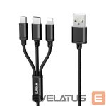Cable iLike  Charging Cable 3 in 1, USB, Type C, Lightning, CCI02 Black