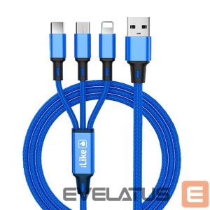 Cable iLike  Charging Cable 3 in 1 CCI02 Blue