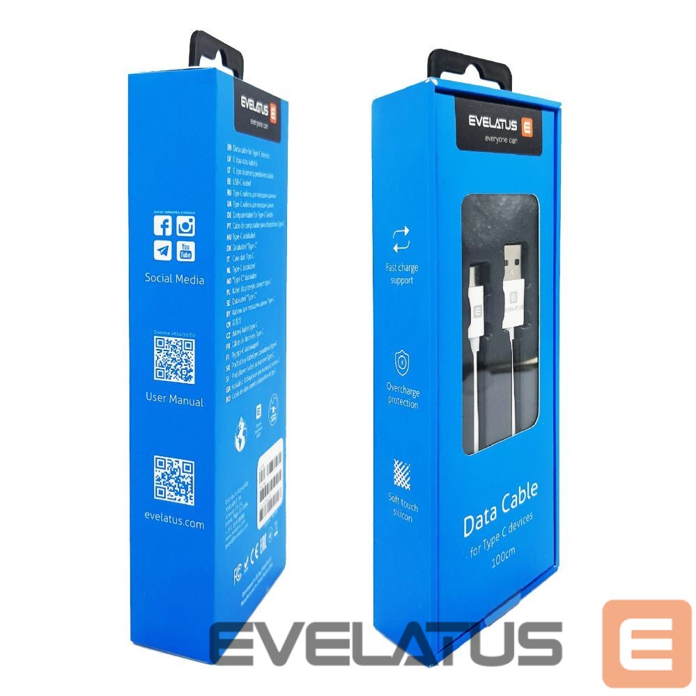 Cable Evelatus - Evelatus Data Cable for Type-C devices,TPC07 White