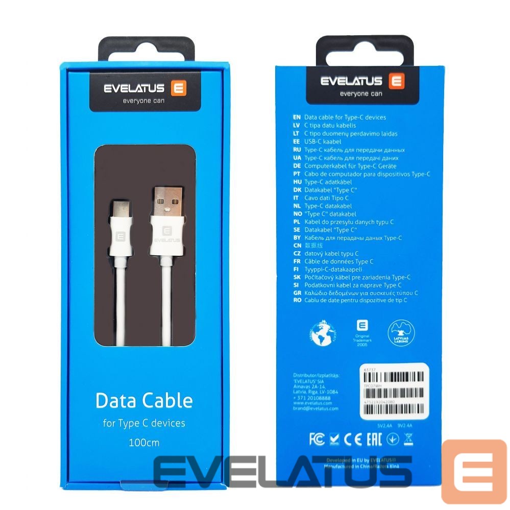 Cable Evelatus - Evelatus Data Cable for Type-C devices,TPC07 White