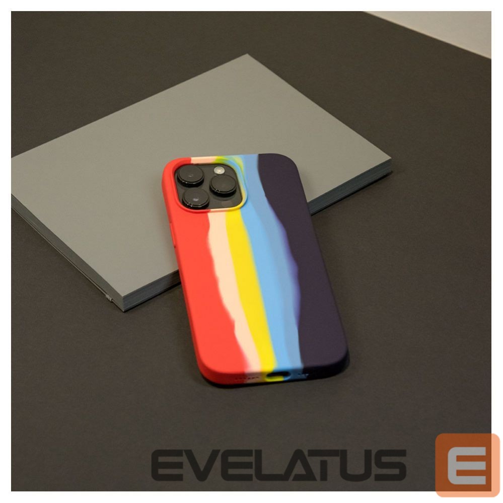 Back panel cover Evelatus Apple iPhone 14 Pro Silicone case Multi-Colored Rainbow