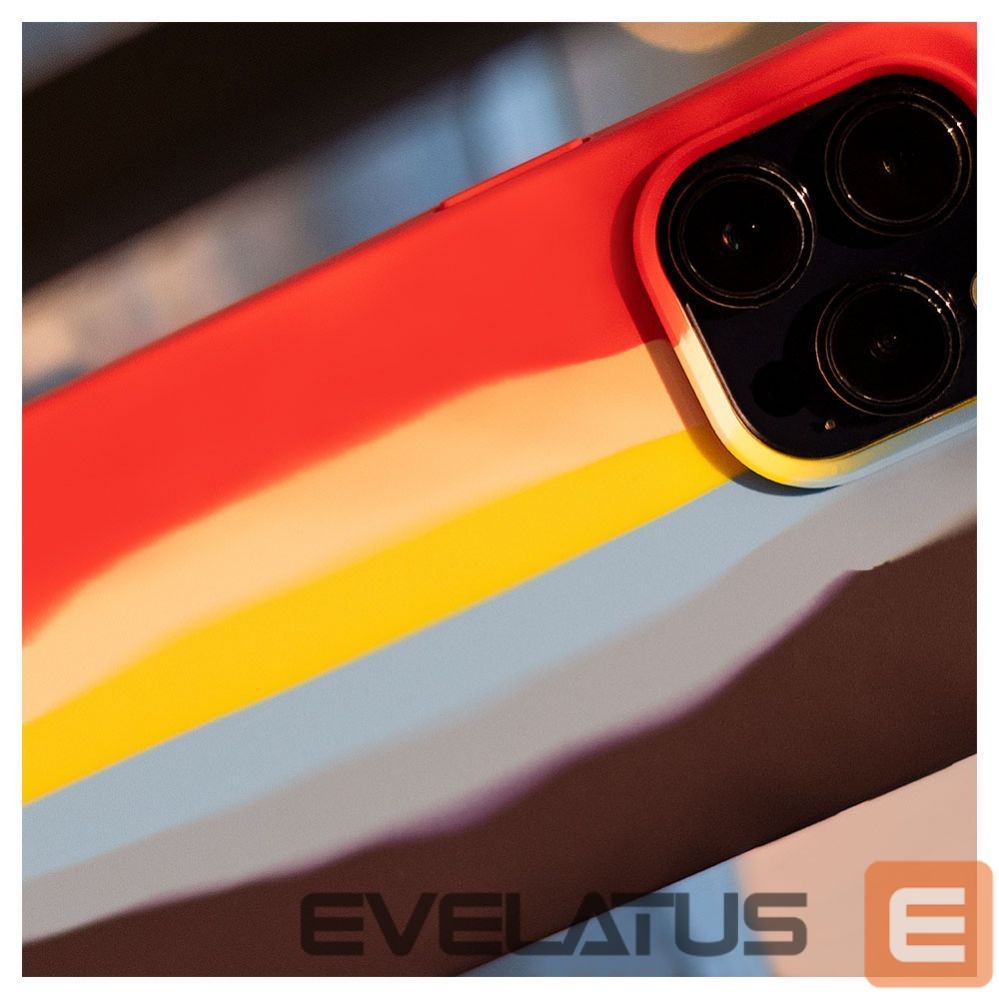 Back panel cover Evelatus Apple iPhone 14 Pro Silicone case Multi-Colored Rainbow