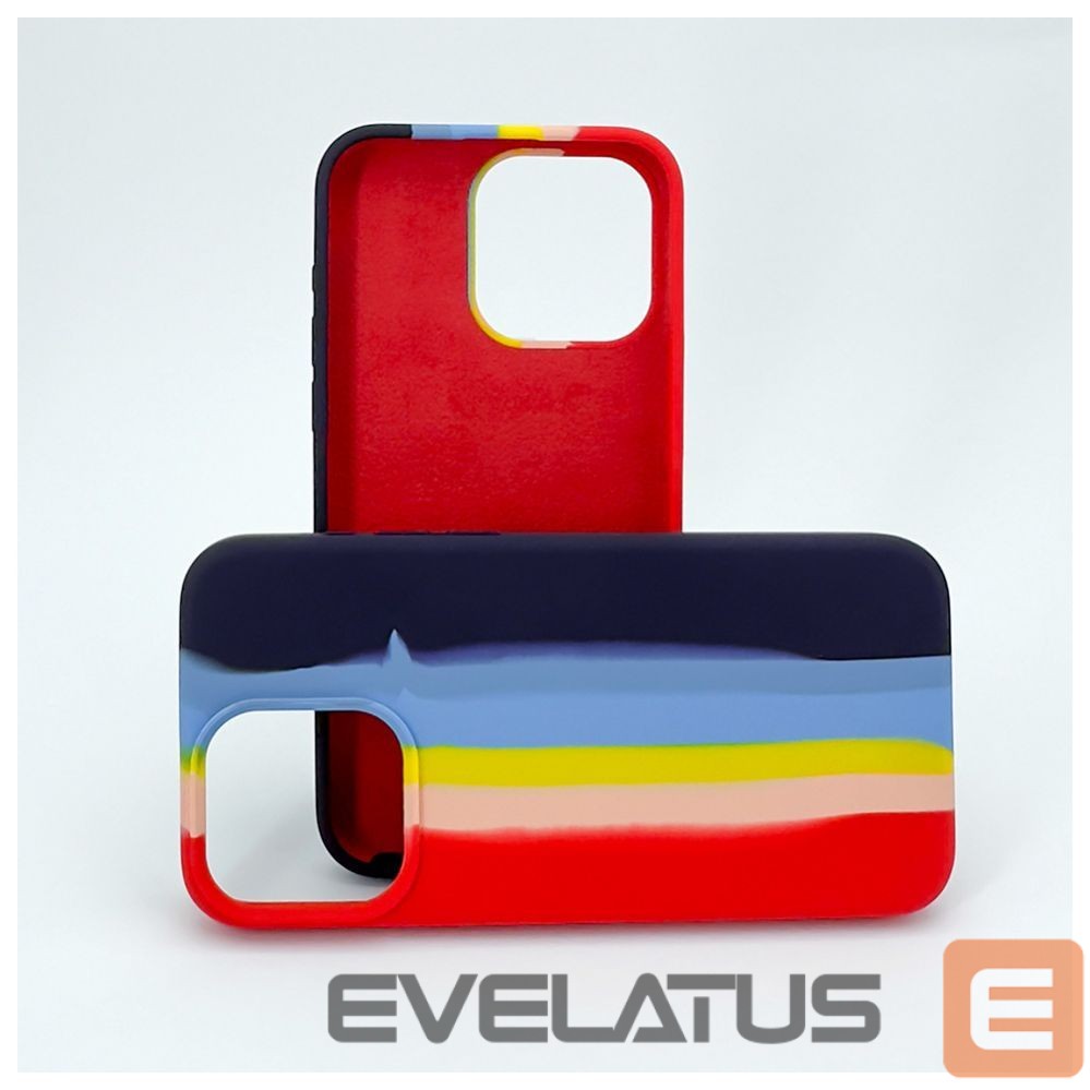 Back panel cover Evelatus Apple iPhone 14 Pro Silicone case Multi-Colored Rainbow