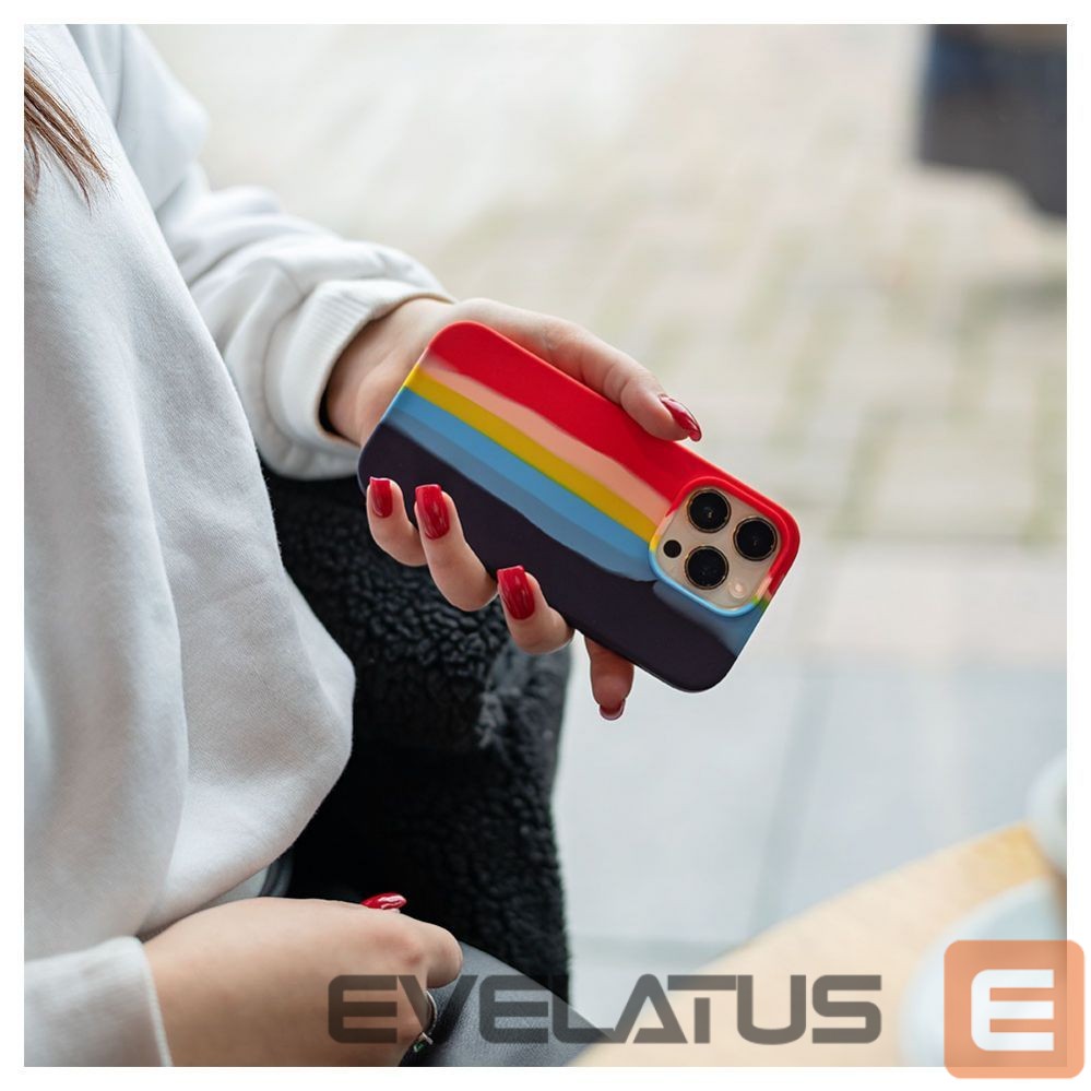 Back panel cover Evelatus Apple iPhone 14 Pro Silicone case Multi-Colored Rainbow