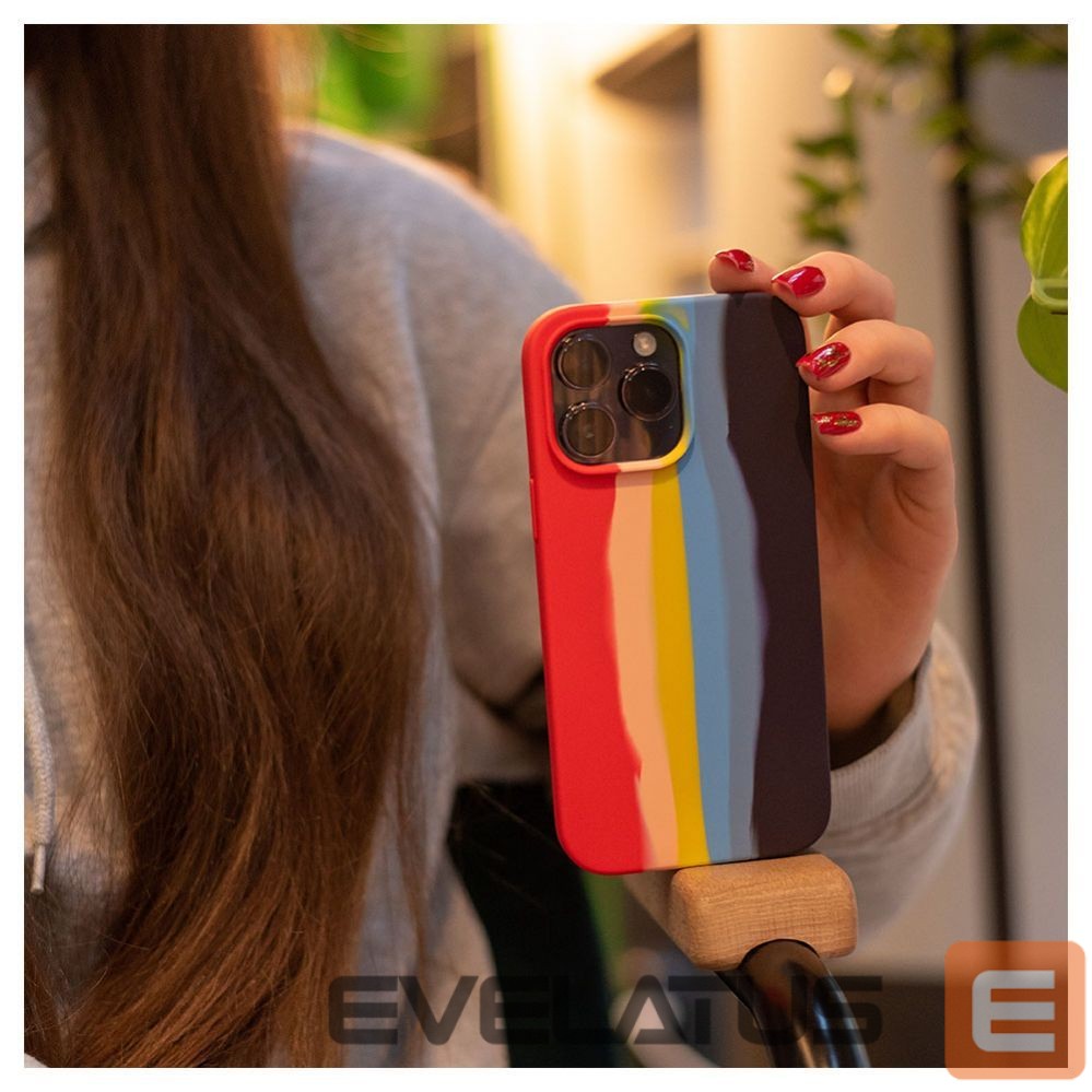 Back panel cover Evelatus Apple iPhone 14 Pro Silicone case Multi-Colored Rainbow