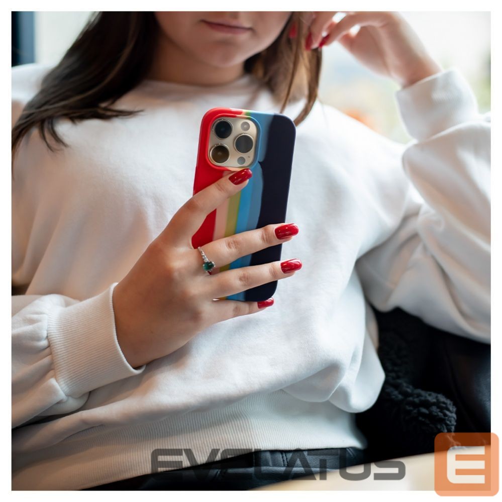 Back panel cover Evelatus Apple iPhone 14 Pro Silicone case Multi-Colored Rainbow