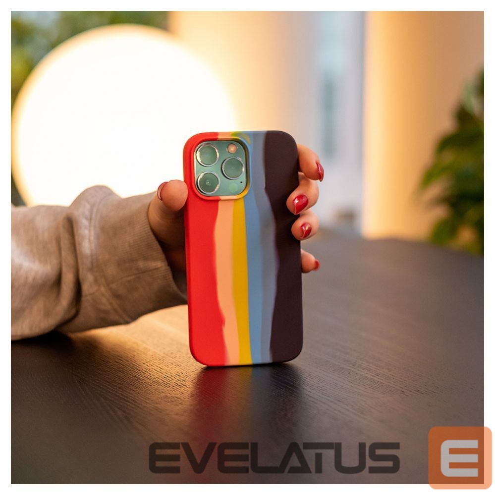 Back panel cover Evelatus Apple iPhone 14 Pro Silicone case Multi-Colored Rainbow