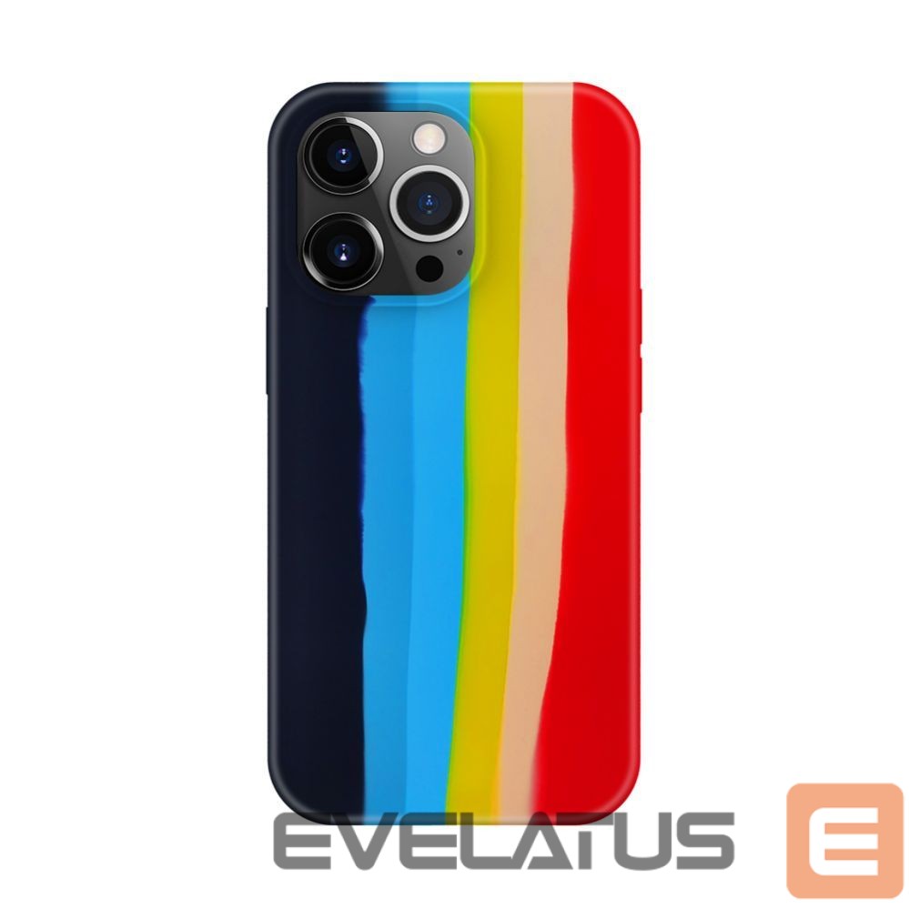 Back panel cover Evelatus Apple iPhone 14 Pro Silicone case Multi-Colored Rainbow