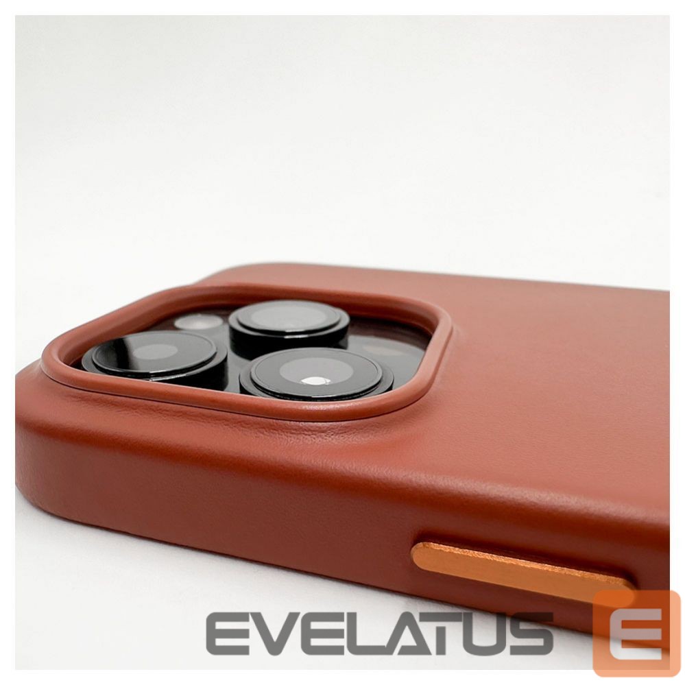 Back panel cover Evelatus Apple iPhone 14 Pro Max Genuine Leather case with MagSafe Brown