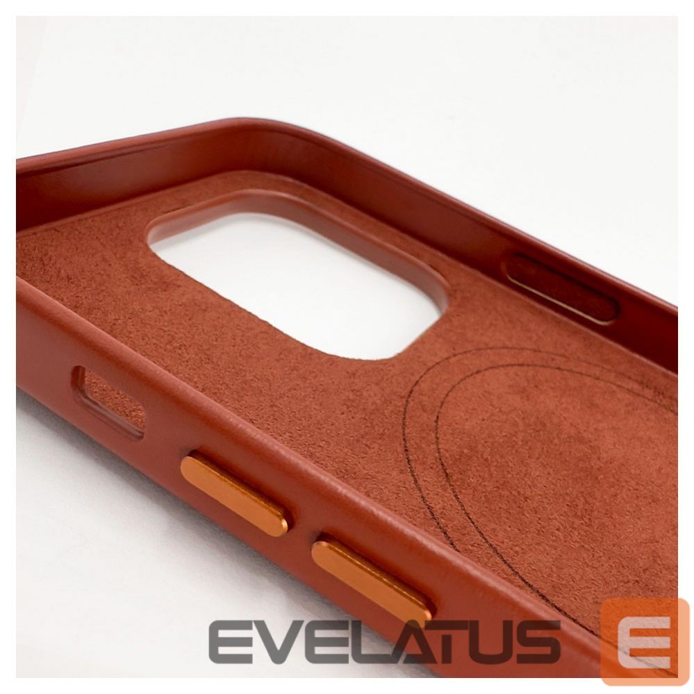 Back panel cover Evelatus Apple iPhone 14 Pro Max Genuine Leather case with MagSafe Brown