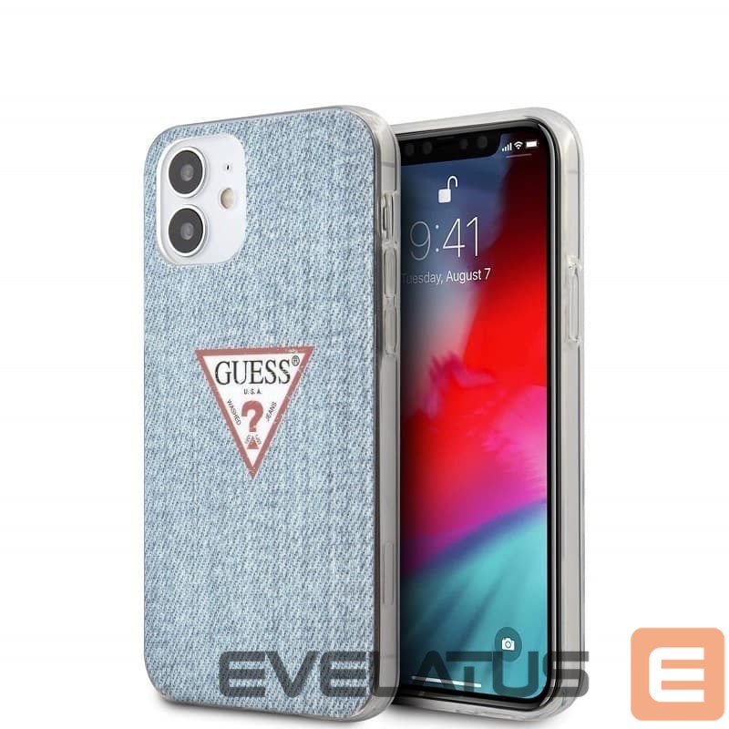Back panel cover Guess Apple iPhone 12 mini 5.4'' PC/TPU Denim Triangle Cover Light Blue