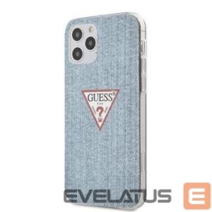 Back panel cover Guess - iPhone 12/12 Pro PC/TPU Denim Triangle Cover Light Blue
