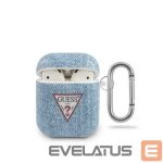 Headphone case Guess  AirPods Denim Triangle Case Light Blue
