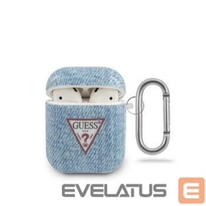 Headphone case Guess  AirPods Denim Triangle Case Light Blue
