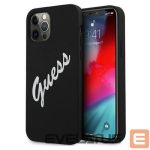 Back panel cover Guess Apple iPhone 12 Pro Max 6.7'' Vintage White Script Silicone Cover Black
