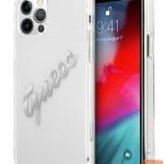 Back panel cover Guess Apple iPhone 12 Pro Max 6.7 hardcase Vintage Script Silver Transparent