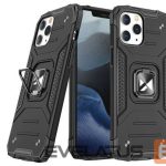 Back panel cover Wozinsky Apple iPhone 12 Pro Max Ring Armor Case Kickstand Tough Rugged Cover Black