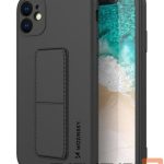 Back panel cover Wozinsky - iPhone 12 silicone case with stand Kickstand Case Black