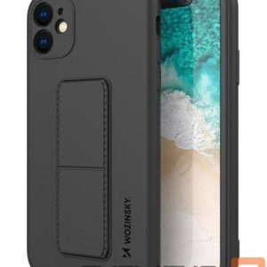 Back panel cover Wozinsky - iPhone 12 silicone case with stand Kickstand Case Black